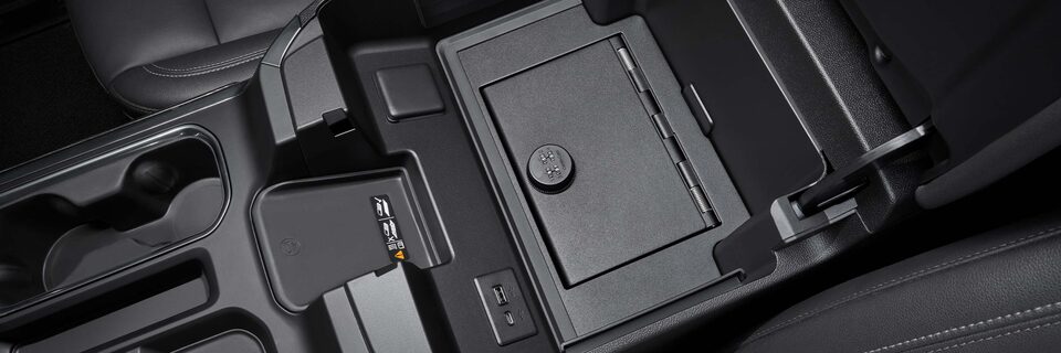 A Look into the Center Console Storage Space on a GMC Vehicle