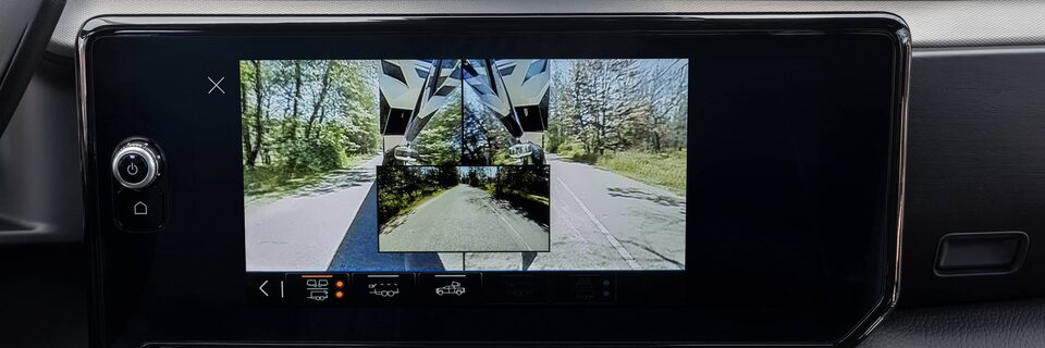 Close-up View of Back-up Trailering Camera View on Infotainment System