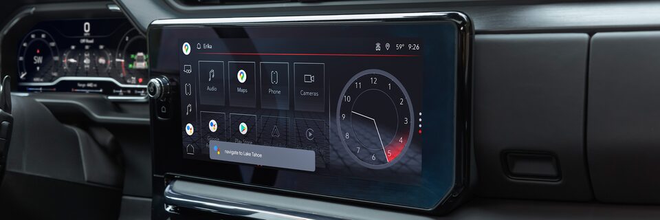 Close-up of the GMC Sierra AT4X Infotainment Screen