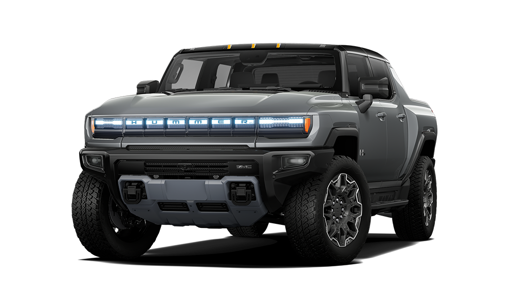 Front Three-Quarters View of a Metallic GMC HUMMER EV Pickup Truck