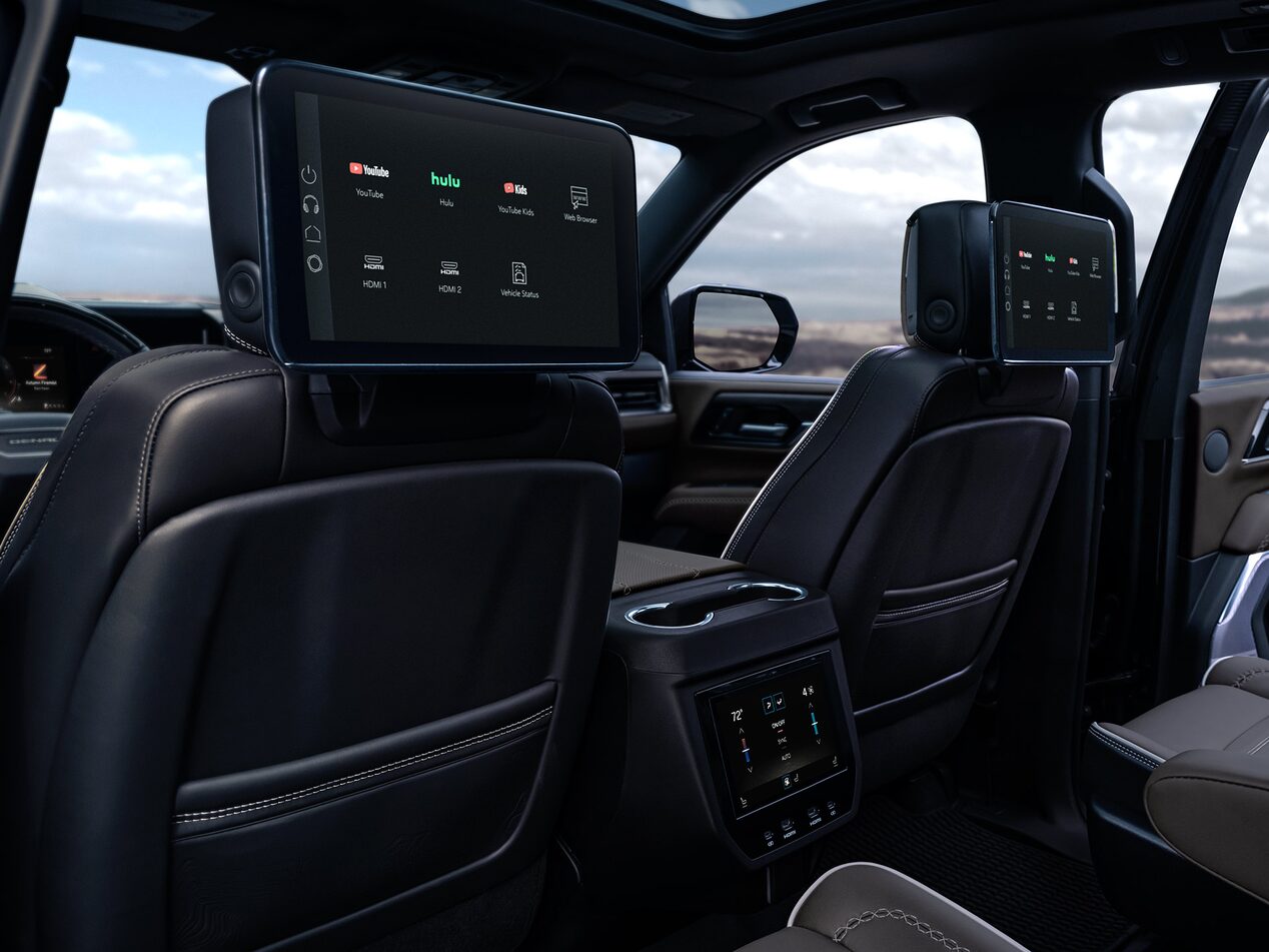 The Rear Infotainment System on the Back of the Head Rests in the GMC Yukon