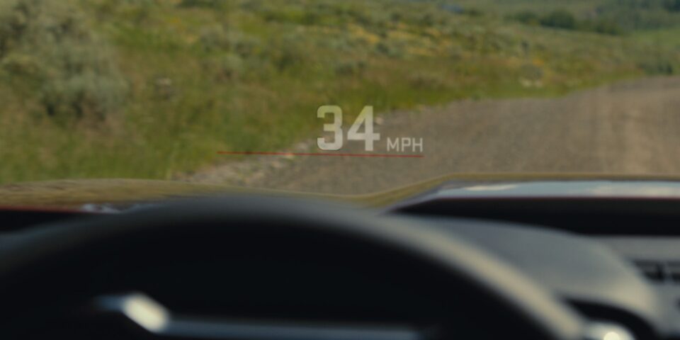 Close-up of the 2025 GMC Canyon Head-up Display on the Windshield
