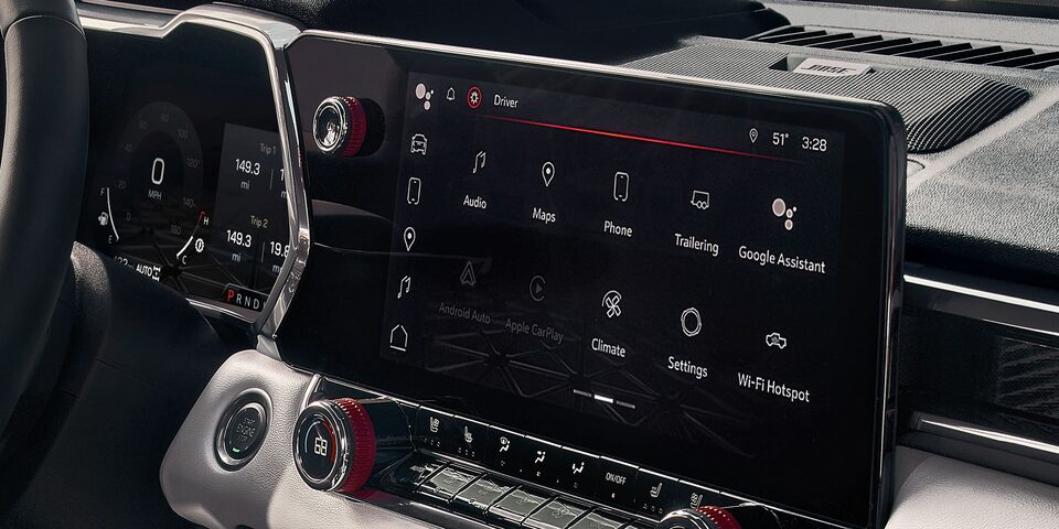 Close-up of the 2025 GMC Canyon Truck's Infotainment System Screen