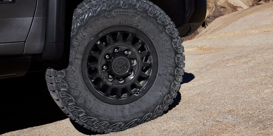 Close-up of the Wheel on a 2025 GMC Sierra HD AT4X AEV Truck