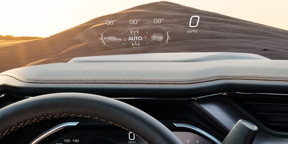 Close-Up on the Head-Up Display on the GMC Sierra HD