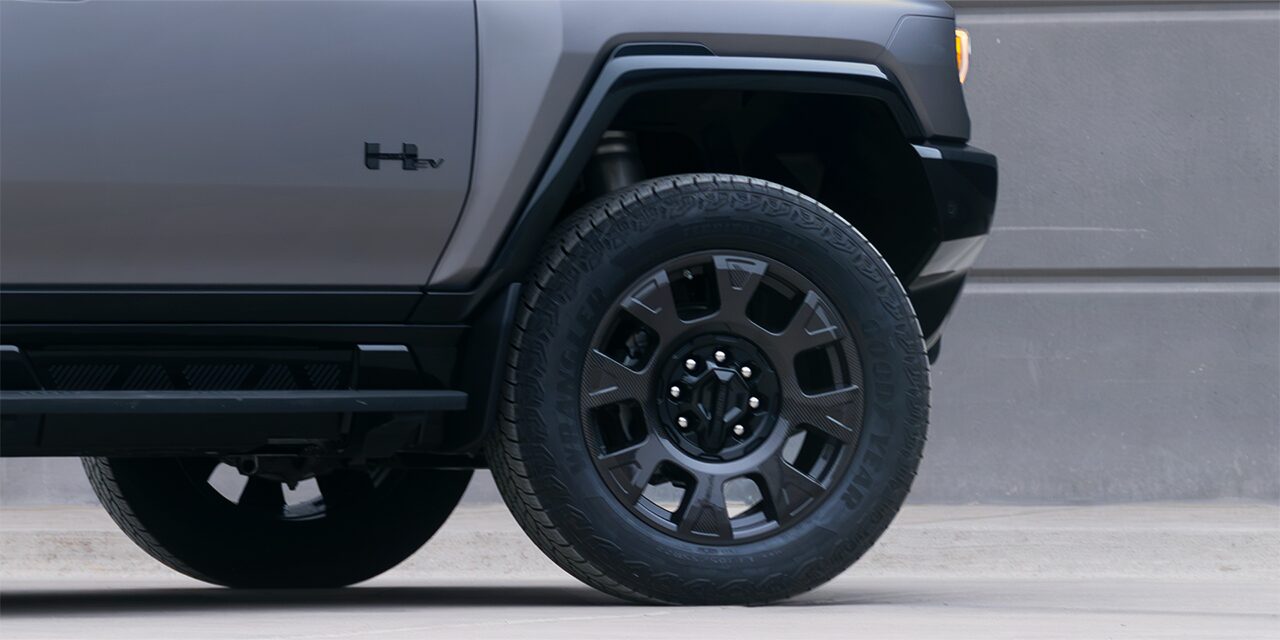 Close-up of the 2026 GMC HUMMER EV Pickup Truck Wheels