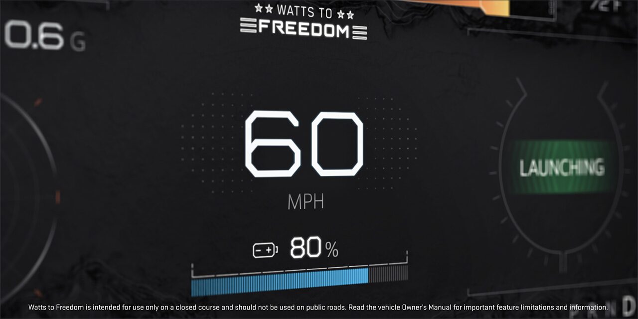 Close-up of the 2026 GMC HUMMER EV Watts to Freedom Feature Displayed