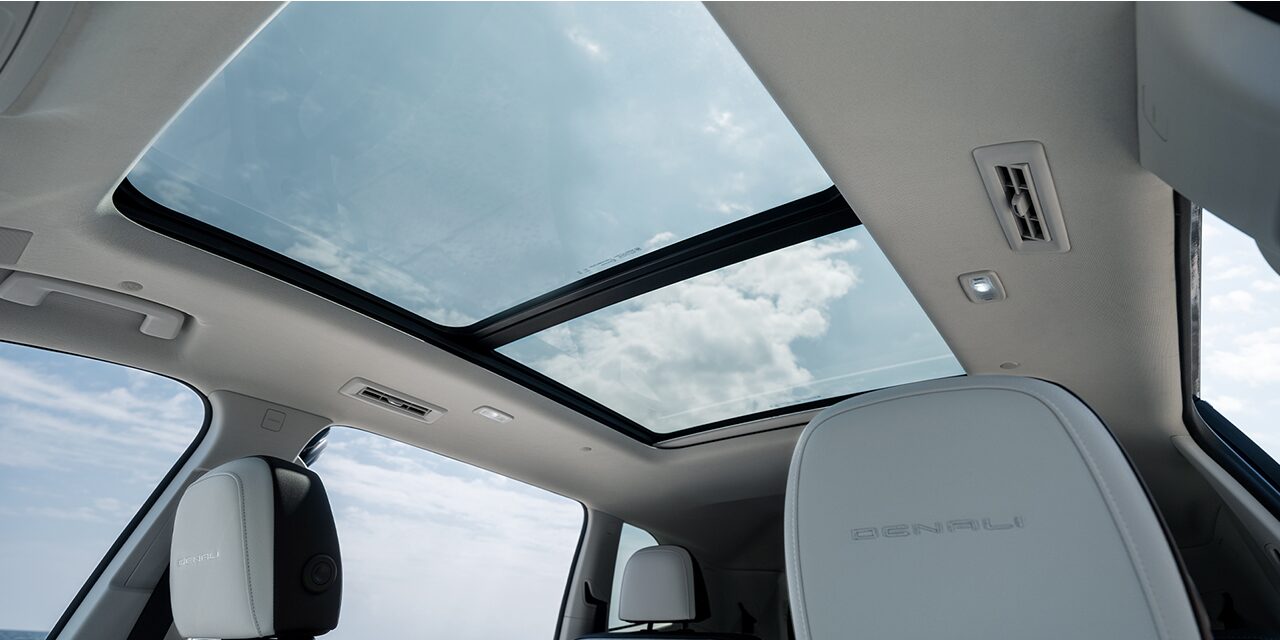 Interior View of the Sunroof in the 2026 GMC Acadia Denali Luxury Mid-Size SUV