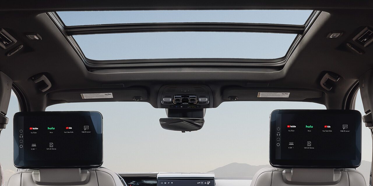 Interior View of the Rear Entertainment Systems From the Rear Seating