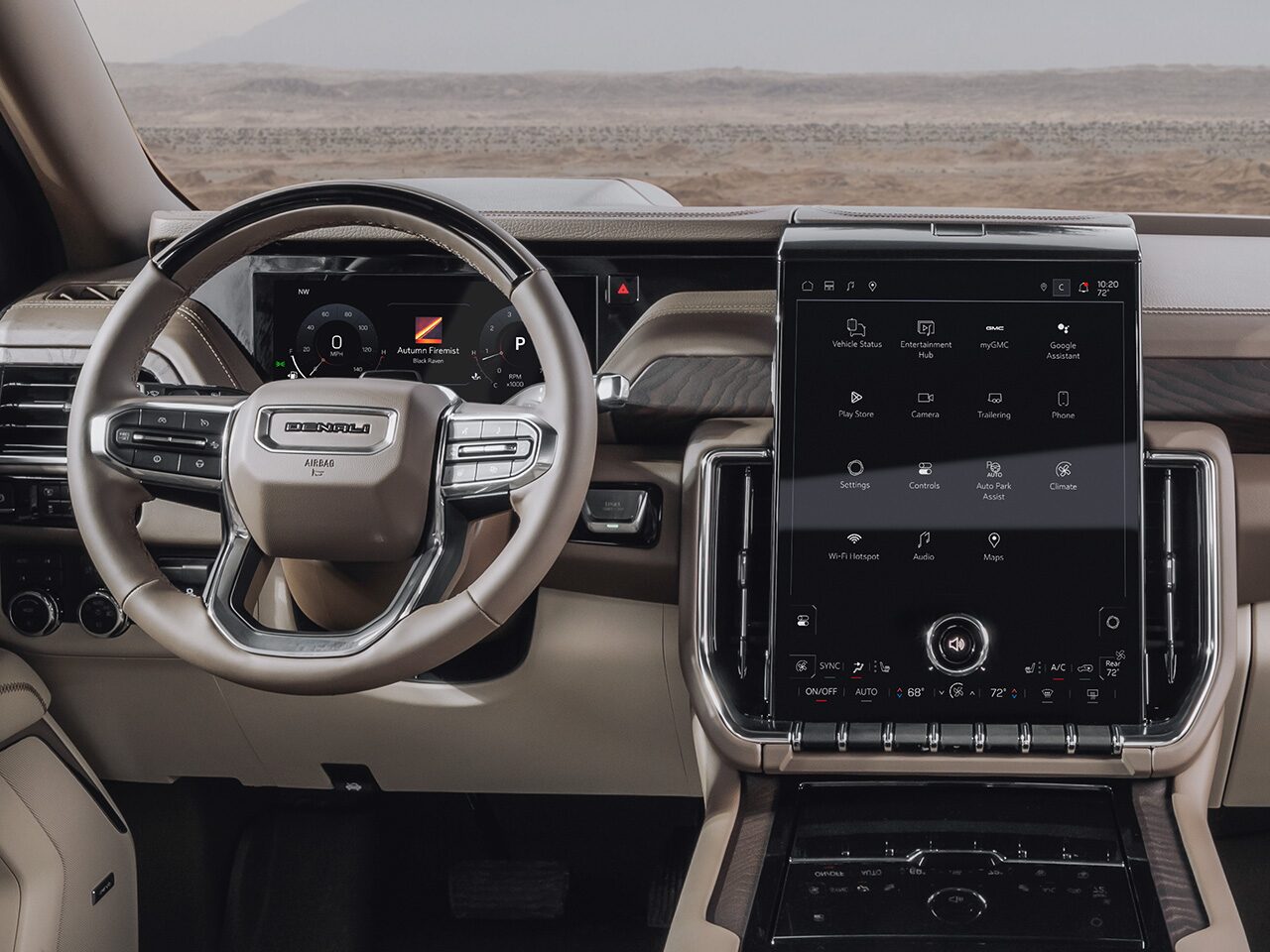 Interior View of the Perforated Leather Surfaces in the 2026 GMC Yukon AT4 Full-Size Off-Road SUV