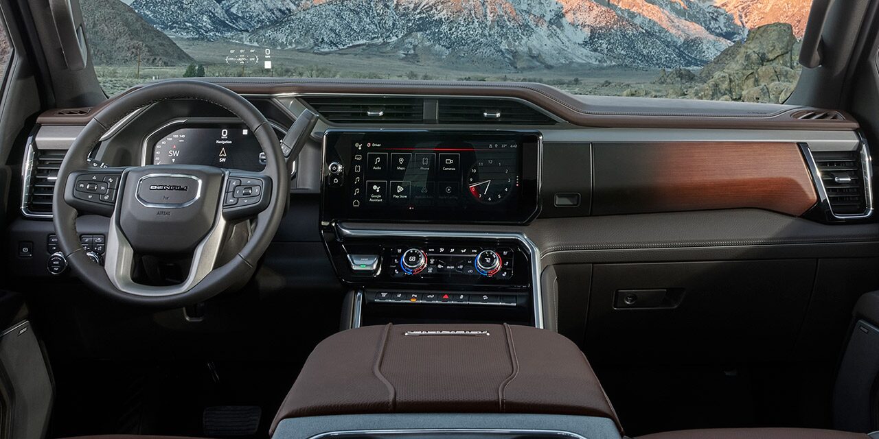Wide Interior View of a 2026 GMC Sierra HD Denali Truck