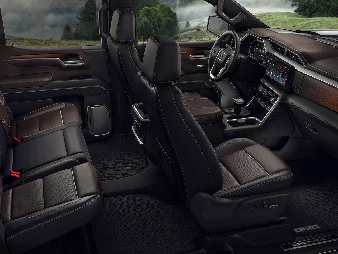Profile View of the Interior Full-grain Leather Seating and Plaited Contrast Stitching in the 2026 Sierra 1500