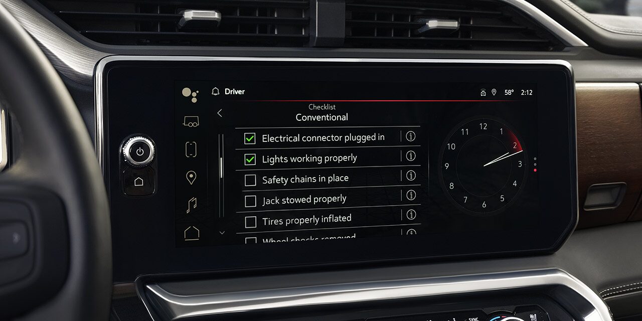 Close-up of the Infotainment Screen Displaying the ProGrade Trailering System