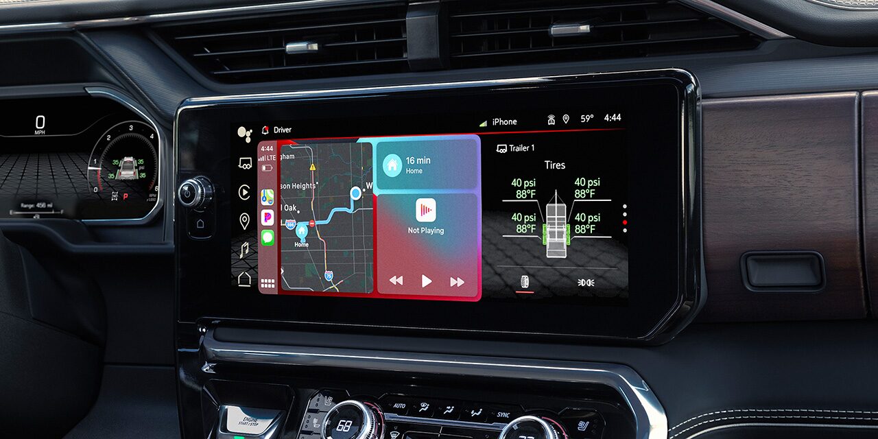 Interior View of the Infotainment System and the Wireless Capabilities in the 2026 GMC Sierra 1500 Pickup Truck